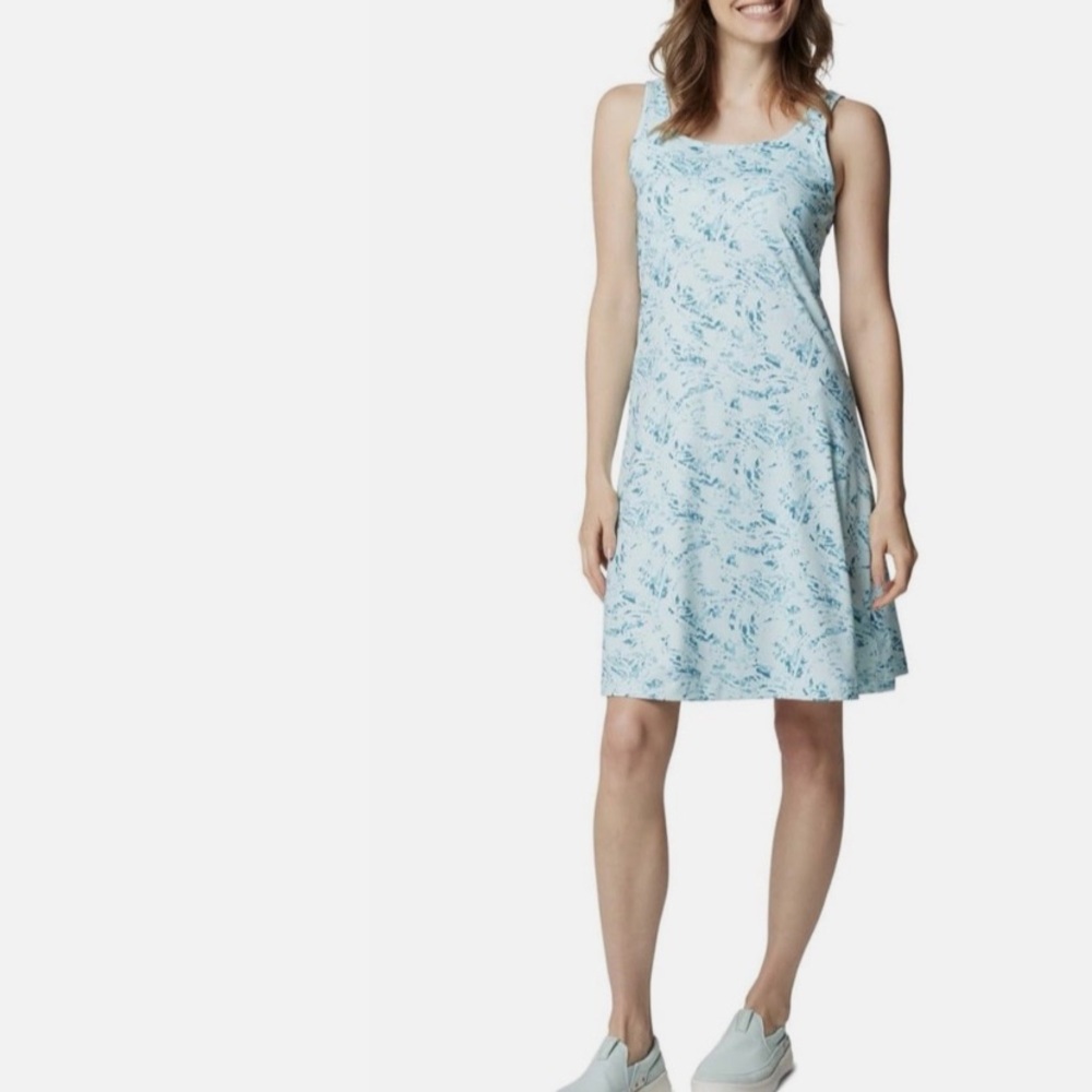 Columbia Light Blue Printed Sleeveless Pocket Dress
